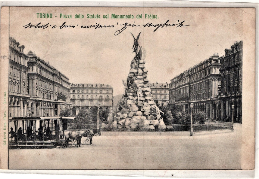 Cartolina Torino piazza dello Statuto e monumento del Frejus | Collezionissimo